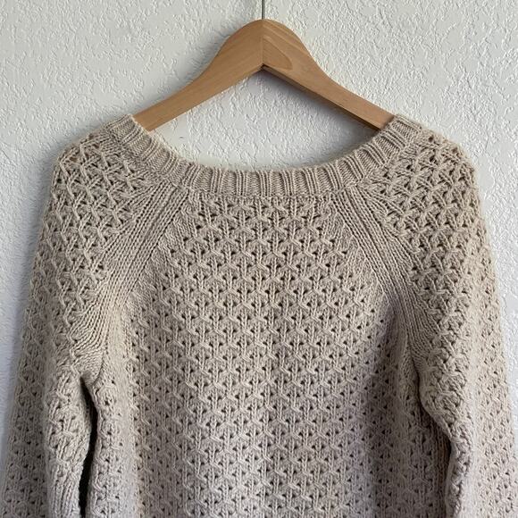 Banana Republic Star-Stitch Knit Crew Pullover Sweater‎ Merino Wool Alpaca Blend - Picture 7 of 12